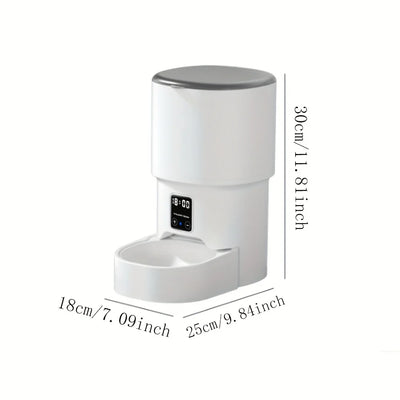 4L Button Automatic Cat Feeder Intelligent Control Cat and Dog Pet Feeder Smart Pet Cat Food Dispenser Pet Feeder(No 5V 1A plug)