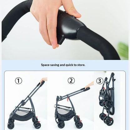 Lightweight folding pet trolley, cat and dog bag can be separated from the cage, small pet car can carry pet sleeping basket PawPrint Treasures
