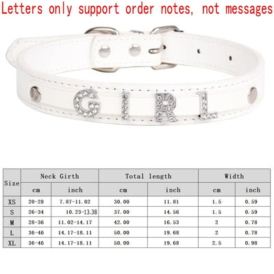 Personalized Dog Collar Fashion Bling Rhinestone Pet Free Diy Name Dog Necklace Custome Leather Dog Collars Pet Dog Accessories