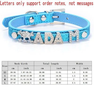 Personalized Dog Collar Fashion Bling Rhinestone Pet Free Diy Name Dog Necklace Custome Leather Dog Collars Pet Dog Accessories