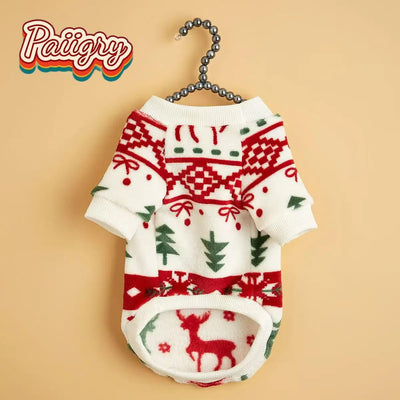 Cat and Dog Winter Christmas Pullover Fleece Sweatshirt, Warm for Winter, Soft and Comfortable, Machine Washable, Suitable for S