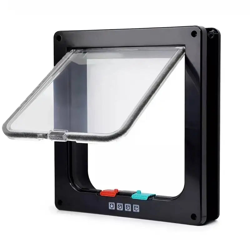Pet Door 4 Way Locking Security Lock ABS Dog Cat Weatherproof Flap Door Controllable Switch Direction Doors Small Pet Supplies