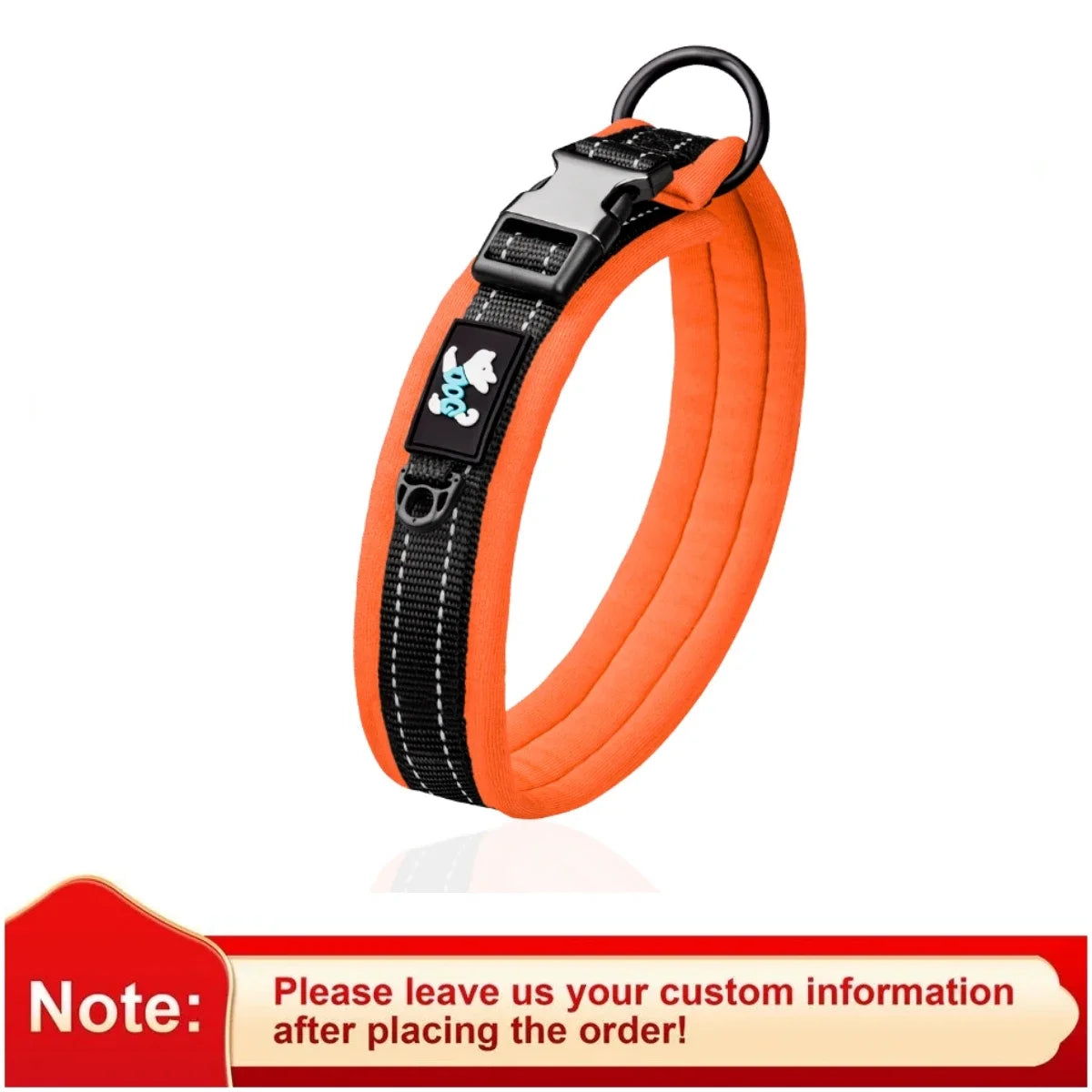 Adjustable Mesh Padded Pet Dog Collar Custom ID Engraving Reflective Nylon Dog Collar Durable Heavy Duty for All Breed All Pug
