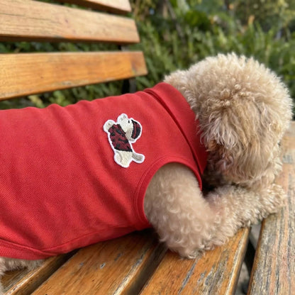 Fashion Embroidered Dog Polo Shirt Breathable Sleeveless Pet Clothing For Small Breeds Outdoor Walking Pet Outfit PawPrint Treasures