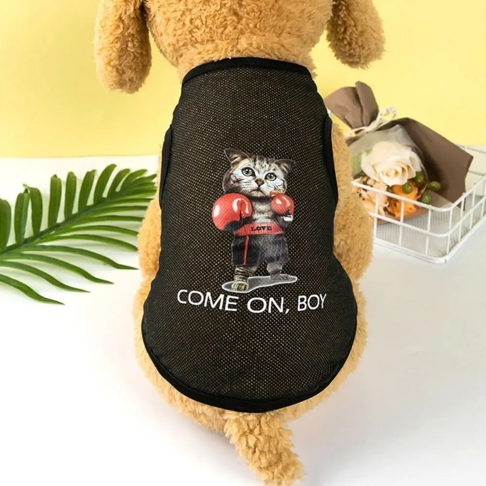 Cute Cartoon Pet Dog Clothes Summer Thin Mesh Dog Cat Vest Cat Teddy Bear Pomy Pet Puppy Breathable Cool Clothing Dog Costume PawPrint Treasures