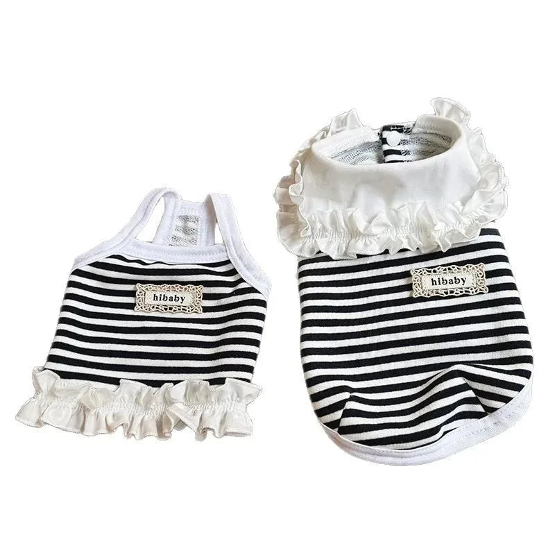 Pet Summer Clothes Pet Couple Striped Shirt Pet Tank Top Dog Cat Universal Knitted Teddy Shirt Puppy Clothing Dog Cooling Vest PawPrint Treasures