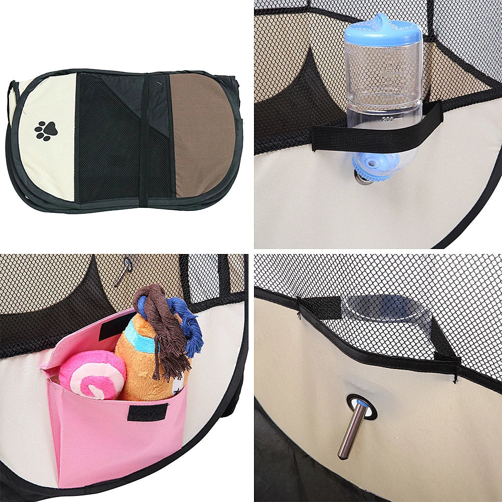 Portable Foldable Kennel Octagonal Fence Pet Tent Puppy Shelter Easy To Use Outdoor Easy Operation Large Dog Cages Cat Fences PawPrint Treasures
