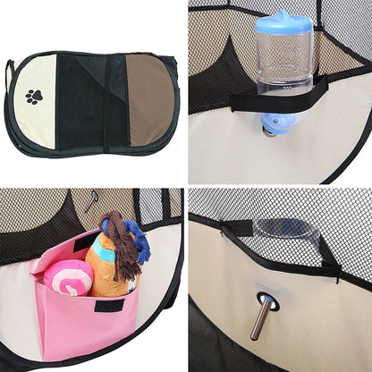 Portable Foldable Kennel Octagonal Fence Pet Tent Puppy Shelter Easy To Use Outdoor Easy Operation Large Dog Cages Cat Fences PawPrint Treasures