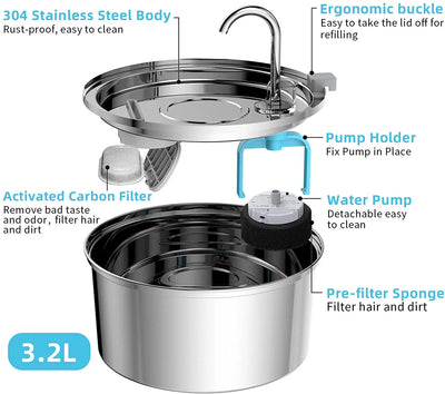 Automatic Cat Water Fountain,Intelligent Pet Water Dispenser With Filter,Drinking Fountain For Cats Dogs,Ultra Quiet Water Pump