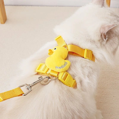 Cartoon Duck Dog Harness and Leash Set Adjustable Puppy Collar Strap Pet Cat Harness Vest for French Bulldog Walking Accessories