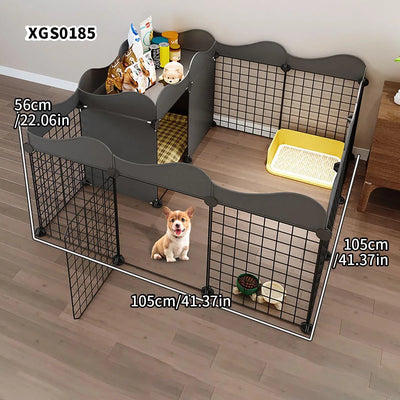 Dog Fence Small Size Dogs Home Indoor One Bedroom One Bathroom Pet Fence Kennel with Toilet Area Anti-Jailbreak Dog Cage