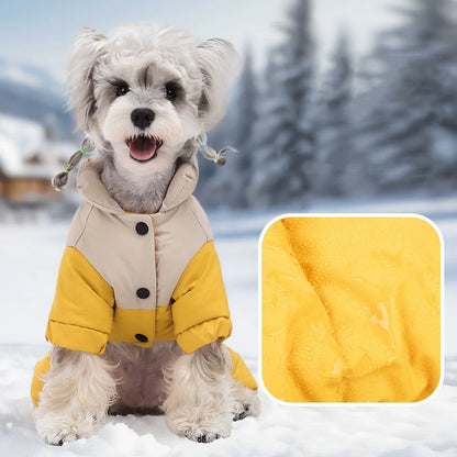 Winter Warmth Cotton Clothing for Pet Thickened Jumpsuit Coat Graphene Windproof Waterproof Pullable Dog Clothes PawPrint Treasures