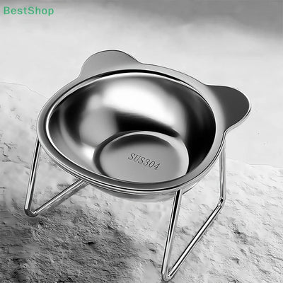 ♥♥♥Stainless Steel Cat Bowl Dog Bowl Protects Cervical Spine Pet Bowl Anti-knocking Heightened Cat Food Basin Drinking Bowl