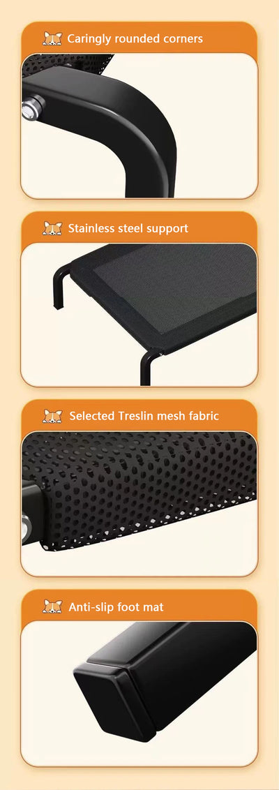 Elevated Medium Dog Bed Cooling Pet Cot with Chew Proof Washable Breathable Mesh and Metal Frame Portable Large Dog Army Cot Bed