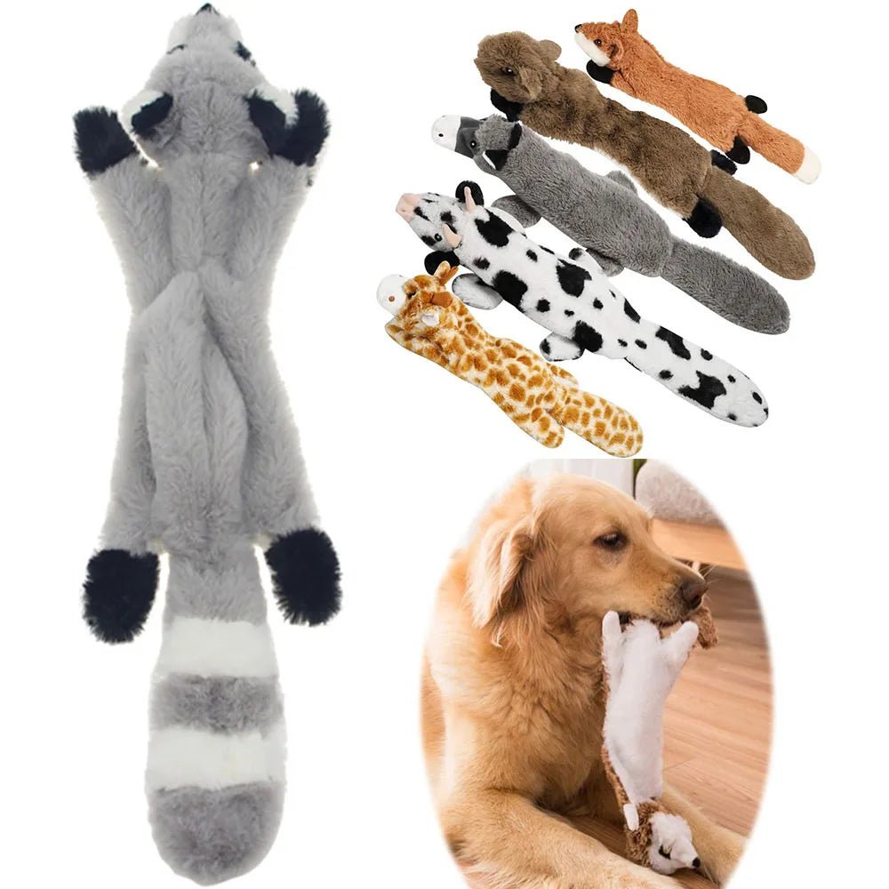 Skinny No Stuffing Squeaky Plush Dog Chew Toys Cute Simulated Animal Shape Dog Chewing Toy Durable Pet Puppy Toy with Squeakers