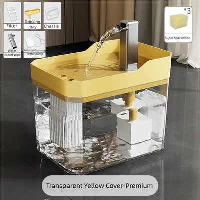 Silent Pump Cat Water Fountain Transparent Visible Design Auto Filter Recirculate Water Dispenser USB Anti-Dry Burning