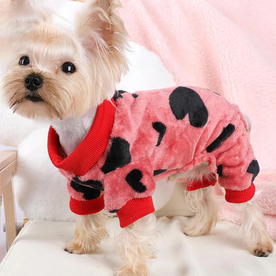Dog Winter Pajamas Pomeranian Overalls Pajamas Halloween Print Warm Jumpsuits for Small Puppy Clothes for Dogs Chihuahua