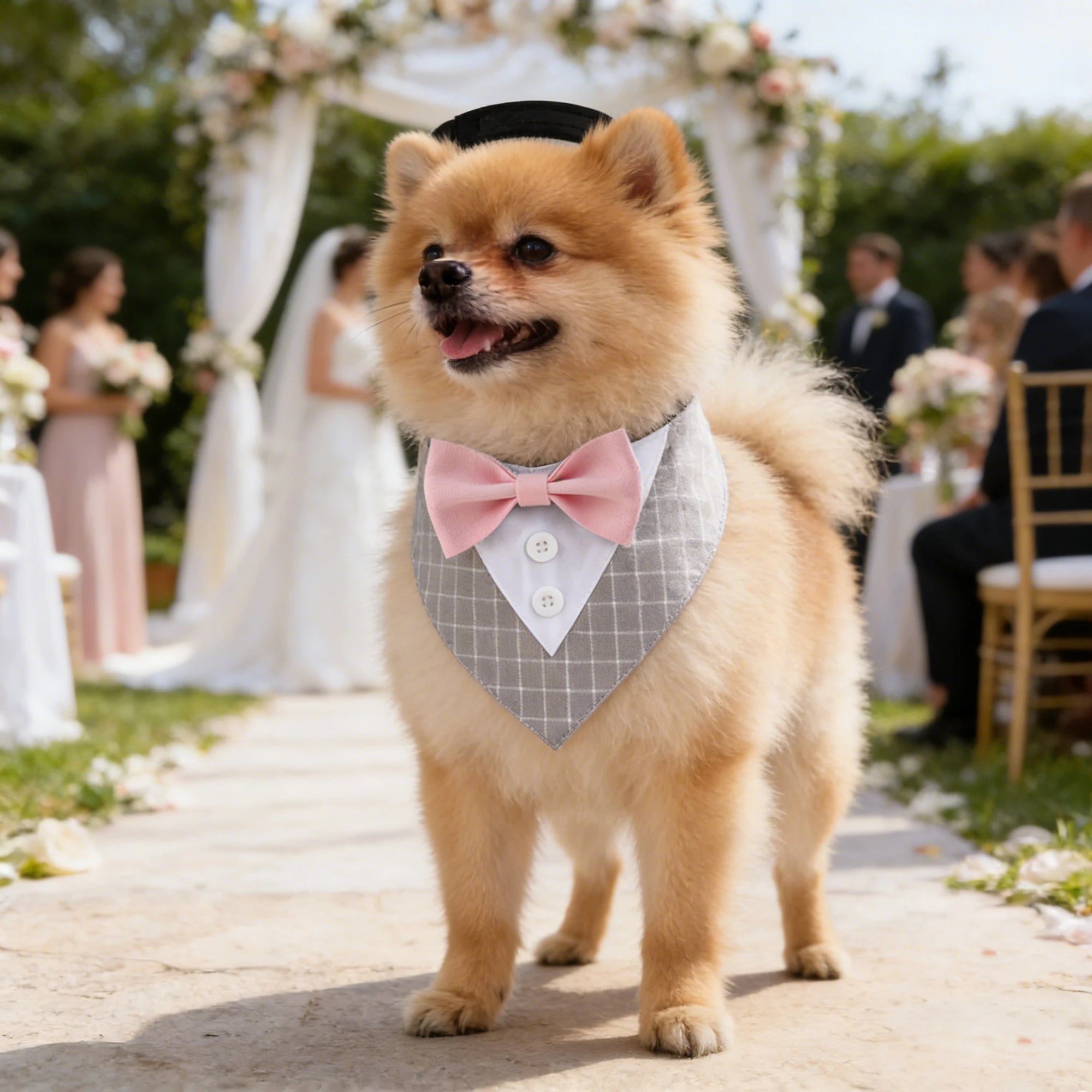 Sucado Wedding Tuxedo Suit Dog Bandana, Adjustable Pet Bib Triangle Bandana Scarf, Suitable for Wedding Engagement Birthday Part