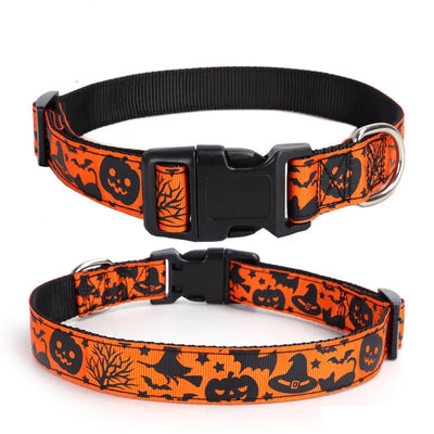 Halloween Dog Collar Nylon Adjustable Pet Collar Pumpkin Monster Bat Ghost Pattern for Party Cat Dog Decoration Pet Accessories