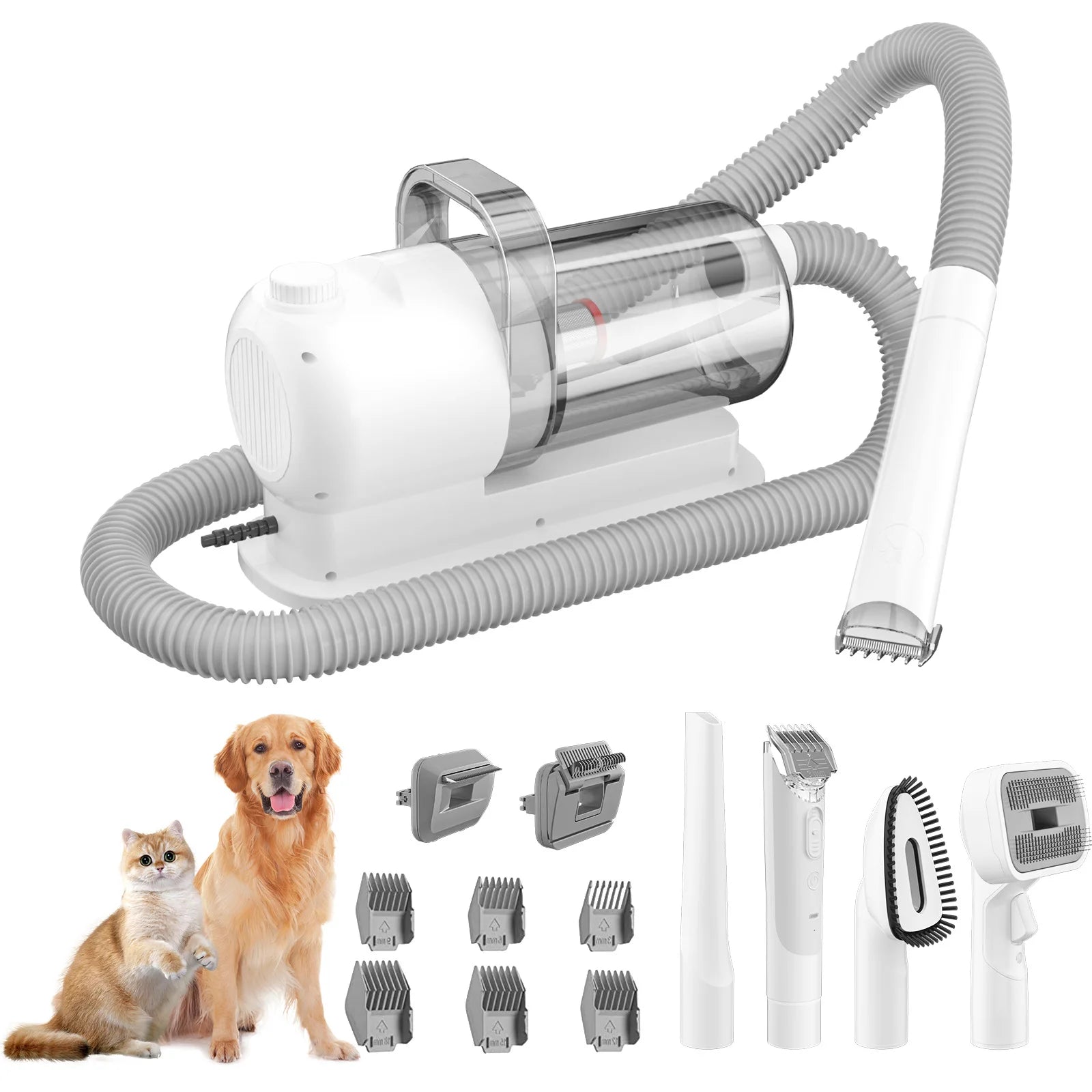 6 In 1 Pet Grooming Vacuum Kit 2.5L Large Capacity Low Noise Strong Suction Hair Cleaner for Dog Cat Grooming and Hair Removal