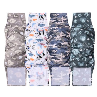 Ohbabyka 4Pack Washable Belly Bands for Male Dogs Reusable Adjustable Male Dog Diaper High Absorbing Belly Bnad for Small Dogs