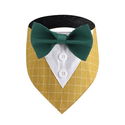 Sucado Wedding Tuxedo Suit Dog Bandana, Adjustable Pet Bib Triangle Bandana Scarf, Suitable for Wedding Engagement Birthday Part