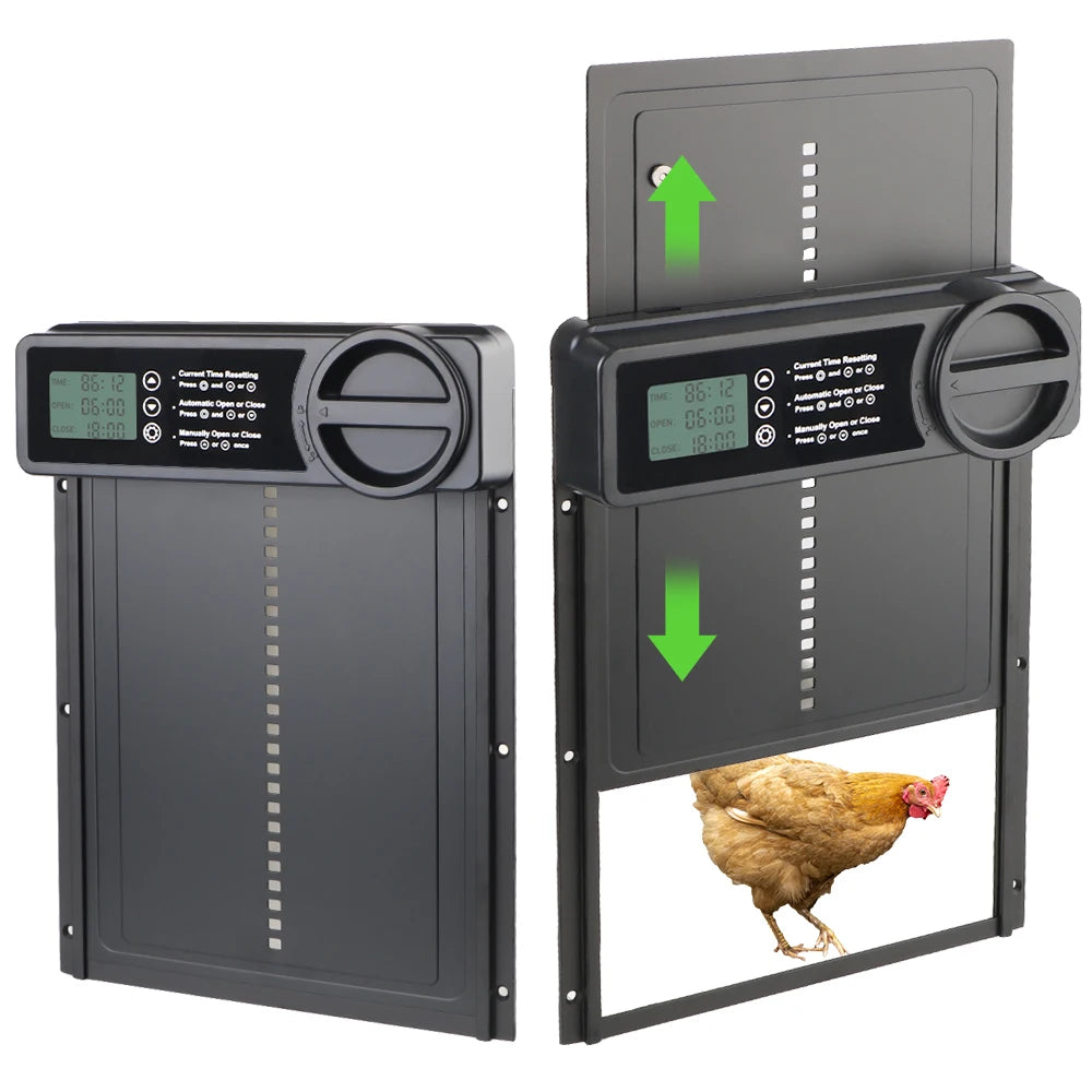 Anti-Pinch Function Small Pet Supplies Retractable Door LCD Display Safety Gate Automatic Chicken Coop Door Controlled Open
