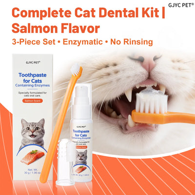 Cat Toothpaste Enzymatic Dental Gel Salmon Flavor Plaque Tartar Remover Oral Care Fresh Breath Edible Safe for Daily Brushing