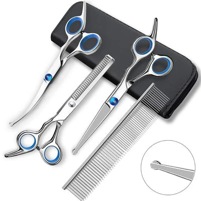 Pet Safe Grooming Scissors – Ambidextrous Stainless Steel Dog Shears with Round Head for Precise Trimming