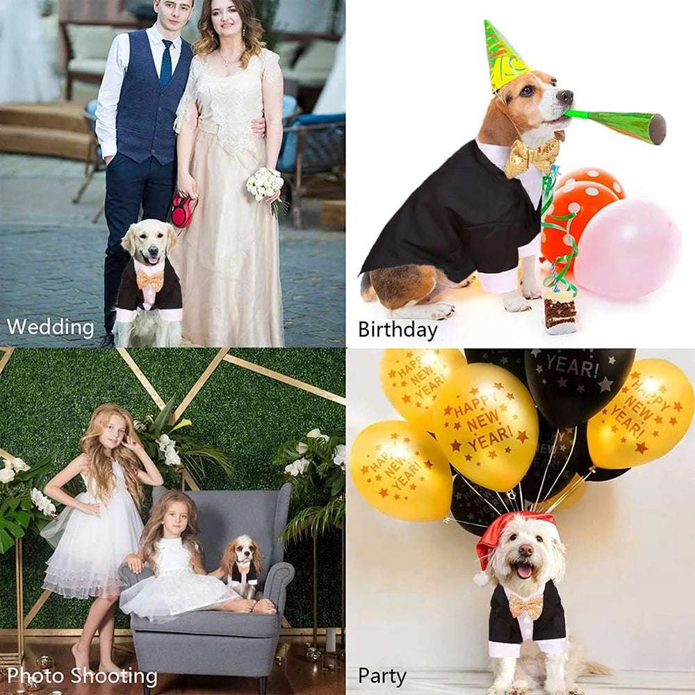 Pet Shirt Small Dog Clothes Wedding Formal Suit With Bow Tie Costume