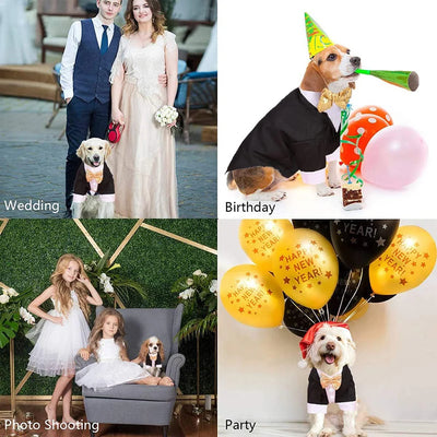 Pet Shirt Small Dog Clothes Wedding Formal Suit With Bow Tie Costume