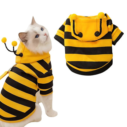 Pet Cat Dog Clothing Spring Autumn Thin Fleece Sweater, Ragdoll Dog Bee Pet Apparel, 1PC PawPrint Treasures