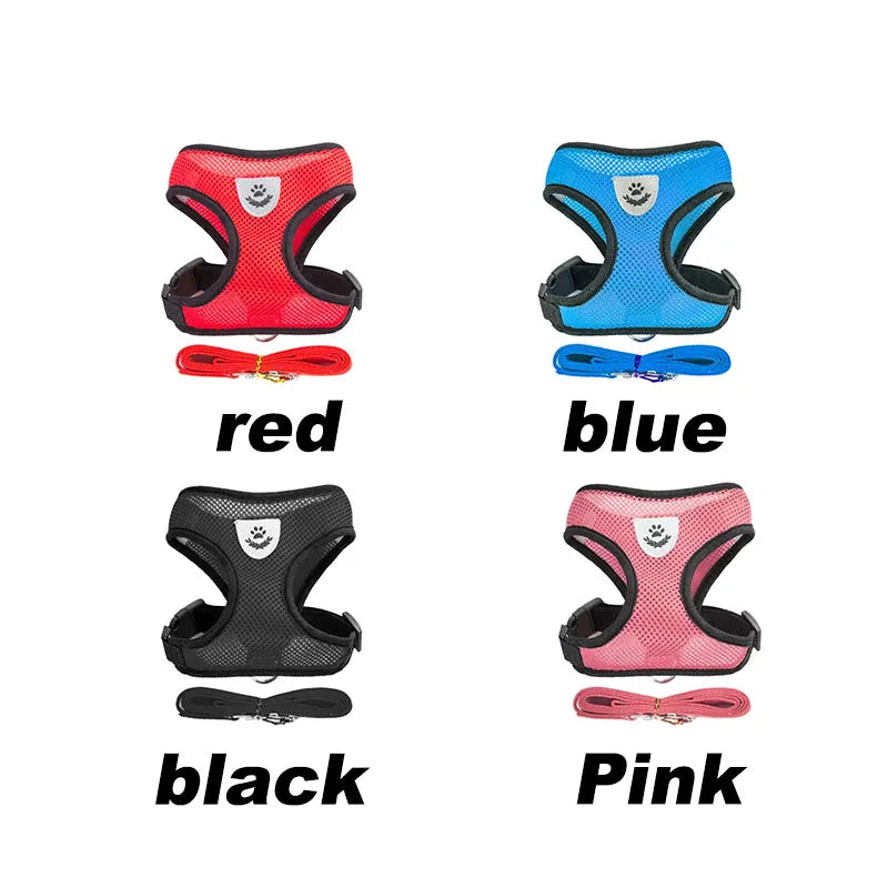 Cat Dog Harnesses Leash Mesh Cloth Pet Collars Puppy Breathable Reflective Lead Dog Rope Adjustable Pet Supplies Christmas Gift