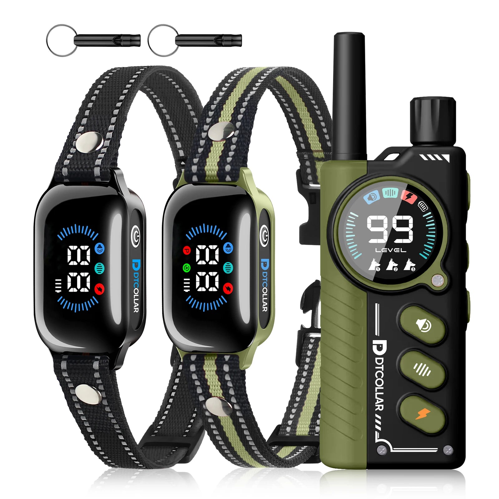 Electric Dog Training Collar 1Km Range With Remote Control Rechargeable Shock/Vibration/Sound Auto Modes Waterproof for Dog Size