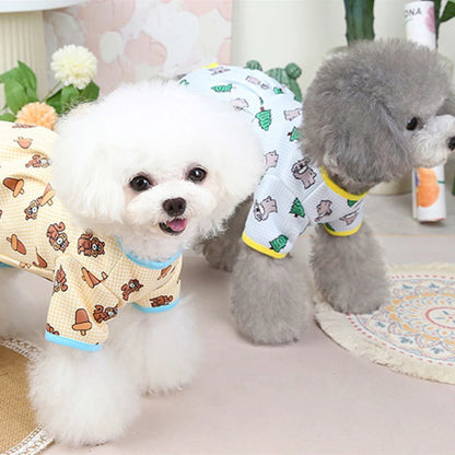 Fashion Pet Dog Clothes for Small Dogs Spring Dog Jumpsuit Cartoon Print Puppy Pajamas Cute Cat Clothing Pet Chihuahua Clothes PawPrint Treasures