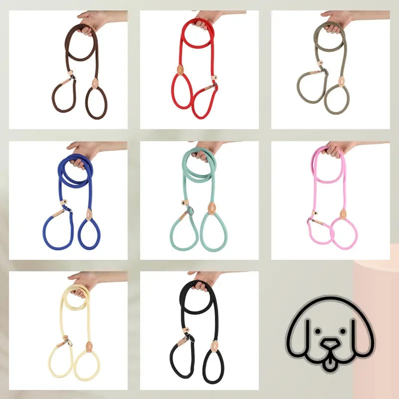 Dog Walking Leash Slip Rope Lead Leash Heavy Duty Braided Rope Adjustable Loop Collar Training Leashes for Large Dogs