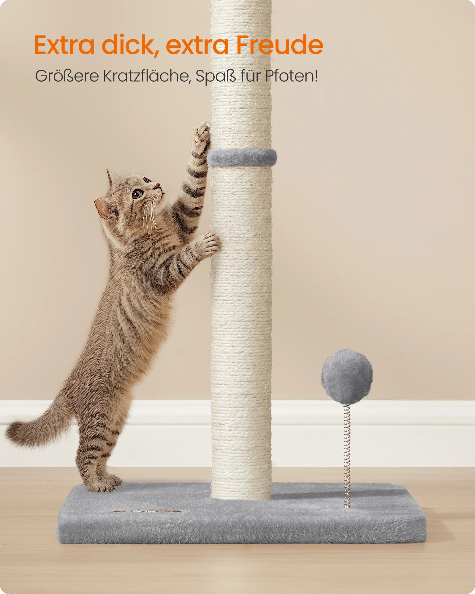 Feandrea scratching post 85 cm high scratch column cat tree scratching trunk for kittens and normal adult cats sisal trunk