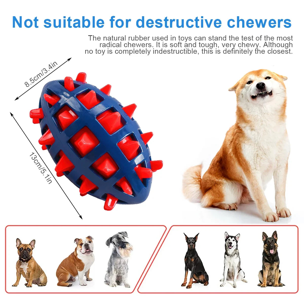 1/2Pcs Squeaky Dog Chew Toys Interactive Puppy Chew Ball Comfortable Rubber Dog Ball Toys Pet Chew Toy for Teething Cleaning