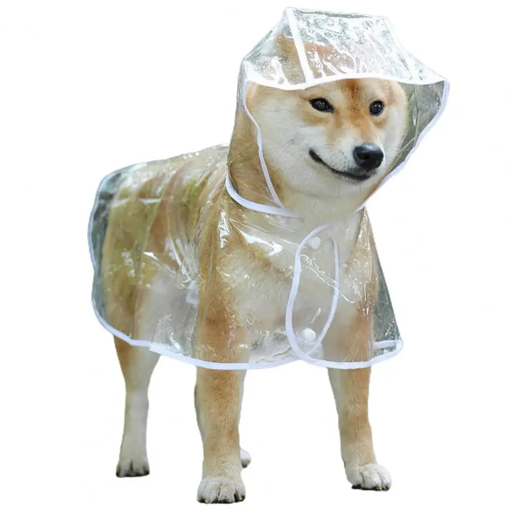 Pet Raincoat Dog Raincoat Transparent Snap Button Hooded Windproof Soft Outdoor Dog Rainwear Rain Cape Dog Supplies