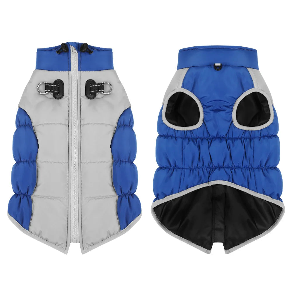 Winter Clothes for Dogs Windproof Cotton Clothing for Pets Rainproof Large Dogs Coat Reflective Overall Dog Leash Pet Clothing