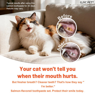 Cat Toothpaste Enzymatic Dental Gel Salmon Flavor Plaque Tartar Remover Oral Care Fresh Breath Edible Safe for Daily Brushing