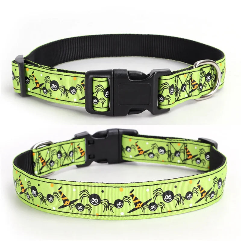 Halloween Dog Collar Nylon Adjustable Pet Collar Pumpkin Monster Bat Ghost Pattern for Party Cat Dog Decoration Pet Accessories