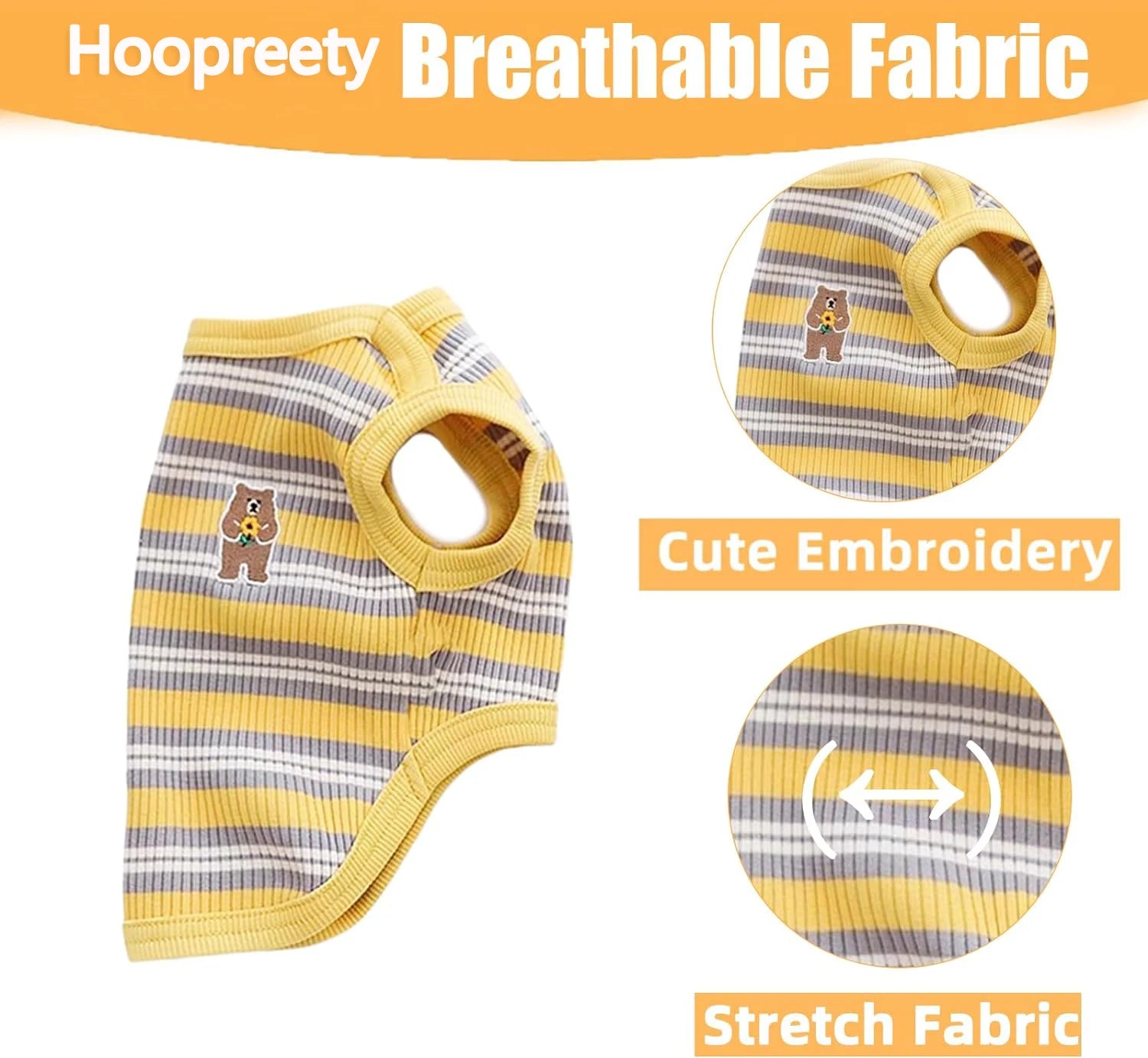 Dog Shirts Cotton Striped Puppy Sleeveless T-Shirts Spring Autumn Clothes for Small Dogs, Soft Breathable Stretchable Doggy Tee