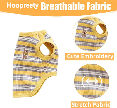 Dog Shirts Cotton Striped Puppy Sleeveless T-Shirts Spring Autumn Clothes for Small Dogs, Soft Breathable Stretchable Doggy Tee