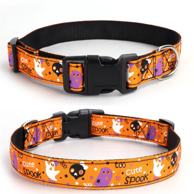 Halloween Dog Collar Nylon Adjustable Pet Collar Pumpkin Monster Bat Ghost Pattern for Party Cat Dog Decoration Pet Accessories