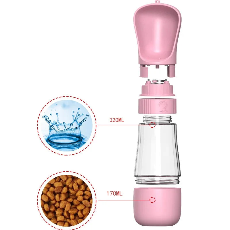 2 In 1 Portable Dog Water Bottle For Small Large Dogs Cats Outdoor Walking Drinking Bowls Pet Feeder Puppy Chihuahua Supplies PawPrint Treasures