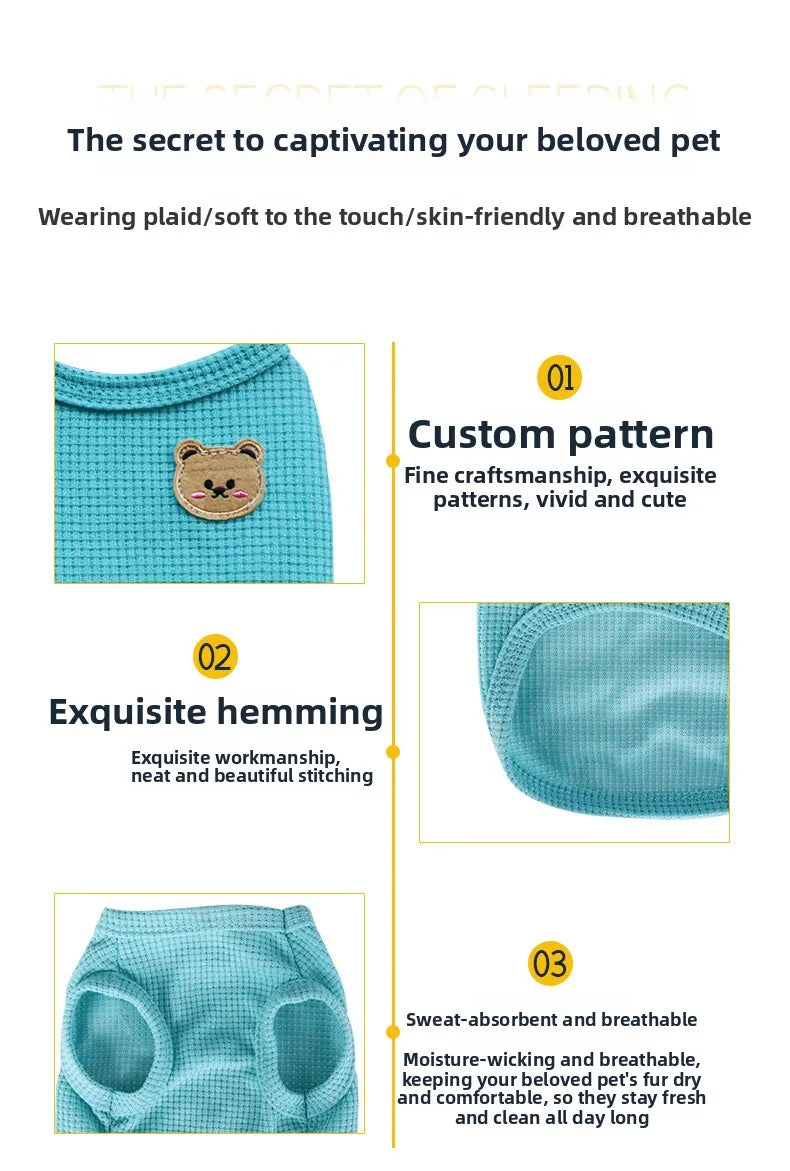 NewSpring Summer Pet Clothes for Cats Dogs Breathable Waffle Vest, Soft & Light, Perfect for Teddy Bichon Frise Small Medium Dog