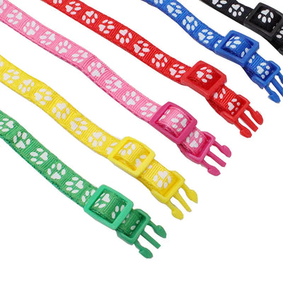 Personalized ID Paw Dog Collar Adjustable Nylon with Bell Custom Engraving Puppy Kittens Necklace for Cat Collar