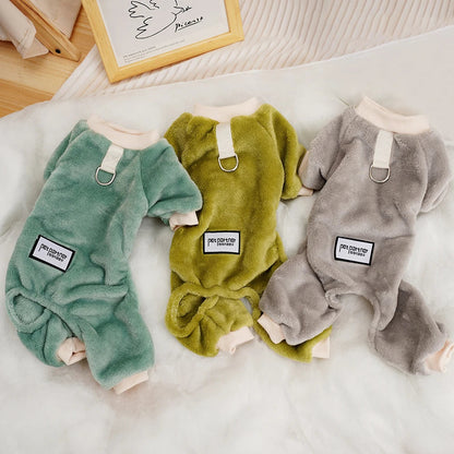 Fleece Warm Pet Clothes Winter Dog Jumpsuit Pajamas for Small Dogs Pomeranian Clothing Puppy Nightshirt Cat Overalls Pijamas PawPrint Treasures
