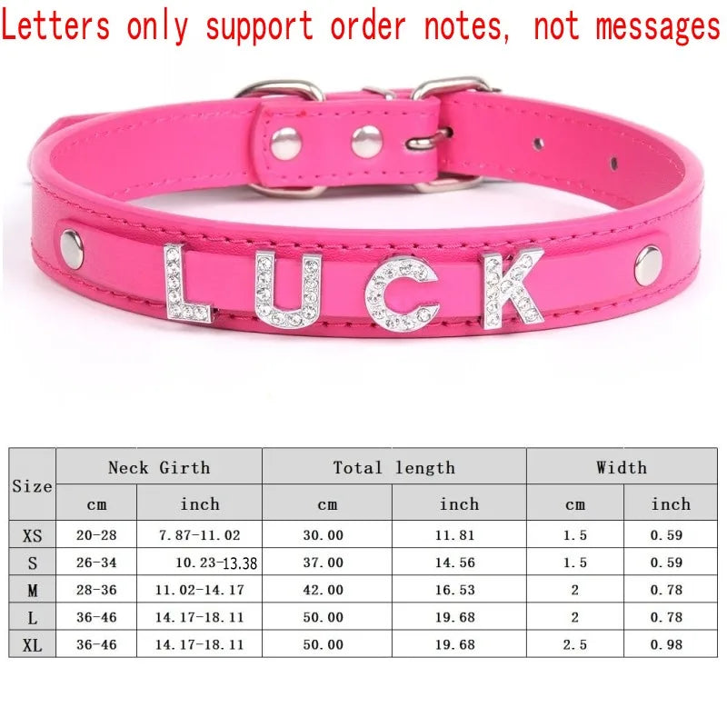 Personalized Dog Collar Fashion Bling Rhinestone Pet Free Diy Name Dog Necklace Custome Leather Dog Collars Pet Dog Accessories